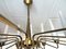 Large Mid-Century French Sunburst Chandelier with 14 White Satin Glasses from Arlus, 1950s 4