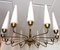 Large Mid-Century French Sunburst Chandelier with 14 White Satin Glasses from Arlus, 1950s, Image 13