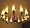 Large Mid-Century French Sunburst Chandelier with 14 White Satin Glasses from Arlus, 1950s 14