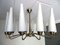 Large Mid-Century French Sunburst Chandelier with 14 White Satin Glasses from Arlus, 1950s, Image 1