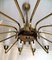 Large Mid-Century French Sunburst Chandelier with 14 White Satin Glasses from Arlus, 1950s 10