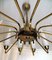 Large Mid-Century French Sunburst Chandelier with 14 White Satin Glasses from Arlus, 1950s, Image 10