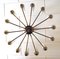 Large Mid-Century French Sunburst Chandelier with 14 White Satin Glasses from Arlus, 1950s 9