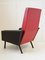 Vintage French Red Skai & Black Metal Armchair, 1950s 2