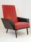 Vintage French Red Skai & Black Metal Armchair, 1950s 1