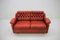 Rotes dänisches 2-Sitzer Ledersofa, 1960er 11