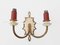 Vintage Brass & Glass Double Wall Sconce, Image 1