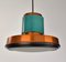 Mid-Century Copper Pendant Light with Teal Glass, 1950s 3