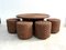 Coffee Table with Stools in Woven Rope, 1960s, Set of 5 1