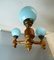 Portuguese Rustic Wooden Blue Opaline Glass 3-Light Chandelier, 1960s 6