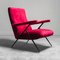 Vintage Red Velvet and Metal Armchair, 1950s, Image 1