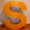 Large Vintage Industrial Lacquered Metal Letter S, 1960s 1