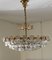 Large Brutalist Crystal & Gilded Brass Chandelier from Palwa, Image 5