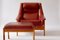 Red Leather Armchair & Ottoman by Folke Ohlsson for Dux, 1960s, Set of 2 6
