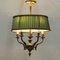 Antique Spanish Ceiling Lamp with Silk Shades 6