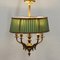 Antique Spanish Ceiling Lamp with Silk Shades 2