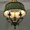 Antique Spanish Ceiling Lamp with Silk Shades 4