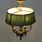 Antique Spanish Ceiling Lamp with Silk Shades 9