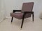 Mid-Century Italian Wood, Fabric, & Brass Lounge Chairs, 1950s, Set of 2 1