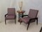 Mid-Century Italian Wood, Fabric, & Brass Lounge Chairs, 1950s, Set of 2, Image 3