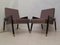Mid-Century Italian Wood, Fabric, & Brass Lounge Chairs, 1950s, Set of 2 7