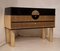 Black Shellac & Brass Chest of Drawers, 1970s, Image 1