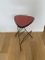 Red Tripod Side Table with Newspaper Rack, 1950s 1