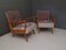 Mid-Century Embroidered Velvet and Wood Armchairs, 1950, Set of 2 9