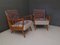 Mid-Century Embroidered Velvet and Wood Armchairs, 1950, Set of 2, Image 9