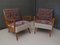 Mid-Century Embroidered Velvet and Wood Armchairs, 1950, Set of 2, Image 8
