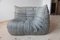 Vintage Elephant Grey Leather Togo Corner Chair by Michel Ducaroy for Ligne Roset 12