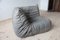 Vintage Elephant Grey Leather Togo Corner Chair by Michel Ducaroy for Ligne Roset 6