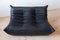 Vintage Black Leather Togo Set by Michel Ducaroy for Ligne Roset, Set of 2 18