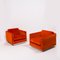 Chaises Cube en Velours Orange par Milo Baughman, 1960s, Set de 2 3