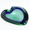 Italian Green and Blue Heart Glass Bowl or Ashtray, 1960s 7