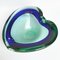 Italian Green and Blue Heart Glass Bowl or Ashtray, 1960s 5