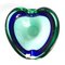 Cenicero o cuenco italiano en forma de corazón de vidrio verde y azul, años 60, Imagen 6