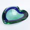 Italian Green and Blue Heart Glass Bowl or Ashtray, 1960s, Image 1