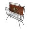 Enameled Iron & Mahogany Magazine Rack, 1950s 1