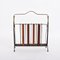 Mid-Century Metal & Mahogany Magazine Rack, 1950s 6