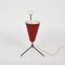 Italian Red Lacquered Metal and Brass Conical Table Lamp, 1950s 7