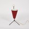 Italian Red Lacquered Metal and Brass Conical Table Lamp, 1950s, Image 7