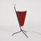Italian Red Lacquered Metal and Brass Conical Table Lamp, 1950s 4