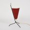 Italian Red Lacquered Metal and Brass Conical Table Lamp, 1950s, Image 4