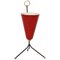 Italian Red Lacquered Metal and Brass Conical Table Lamp, 1950s 8