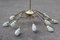 Mid-Century Brass and White Glass Chandelier in the Style of Stilnovo, Image 22