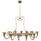Mid-Century Brass and Opaline Glass Chandelier, 1950s, Image 1