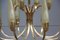 Italienischer Mid-Century Kronleuchter aus Messing & Glas, 1950er 6