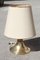 Round Brass & Wood Table Lamp, 1970s 1