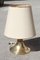 Round Brass & Wood Table Lamp, 1970s, Image 1